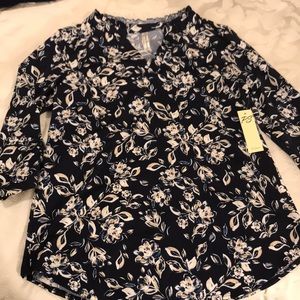 Navy blue knit blouse